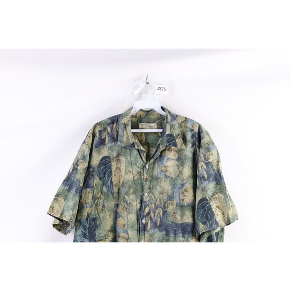 Vintage 90s Streetwear Mens XL Nature Leaf Camp Bowling Hawaiian Button Shirt - Picture 2 of 8